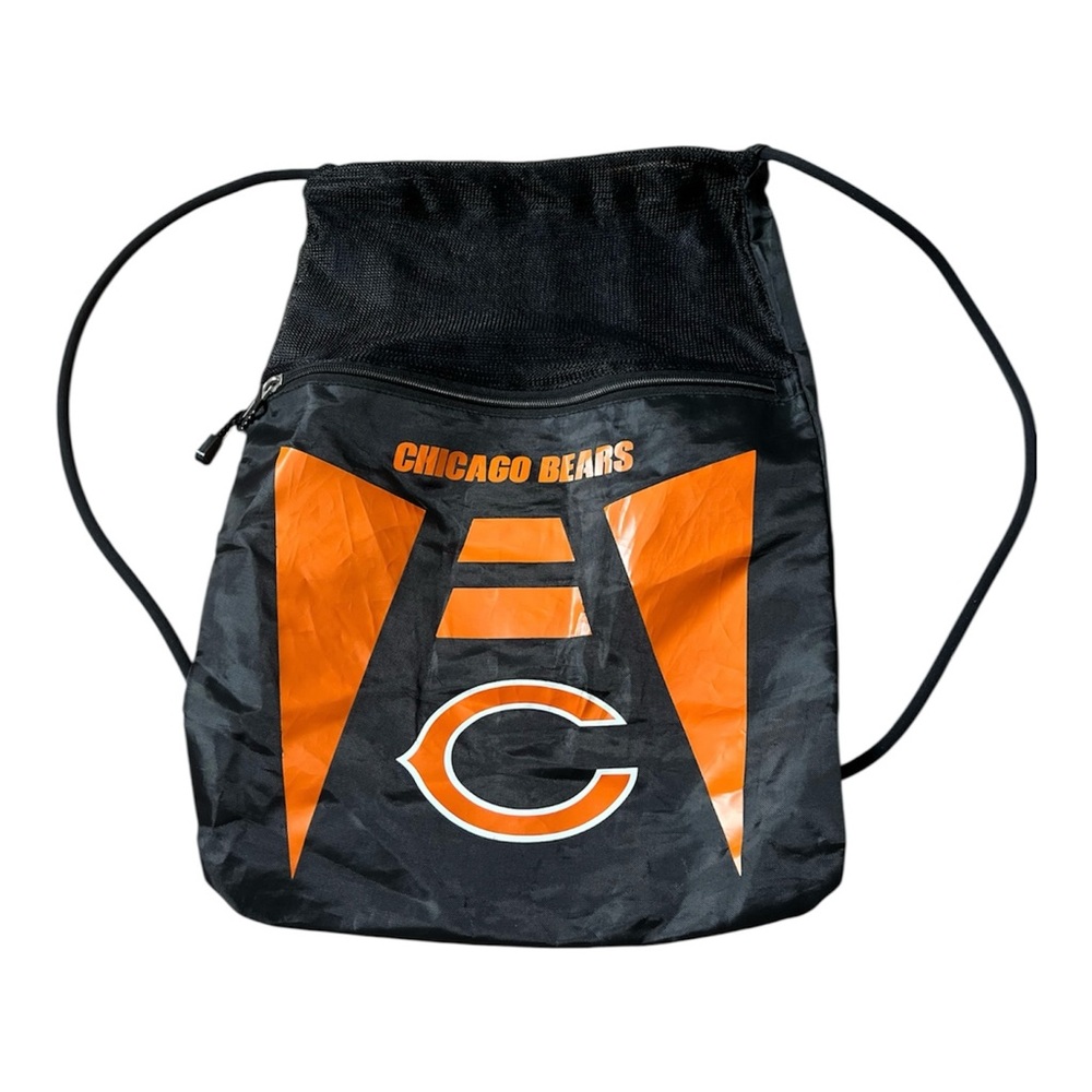 NFL Chicago Bears Dark Navy Blue/Orange Front Zipper Cinched Backsack Unisex - Picture 10 of 10